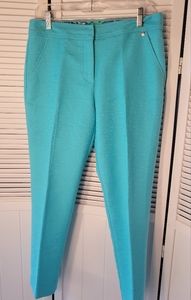 Trina Turk SZ6 turquoise cotton cropped pants side and back pockets
